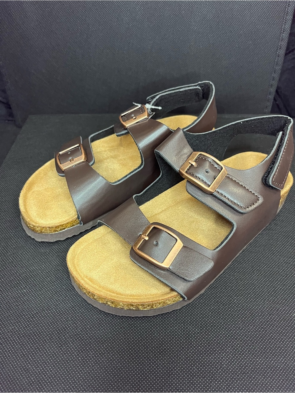 Kids Brown Buckle Comfort Sandals